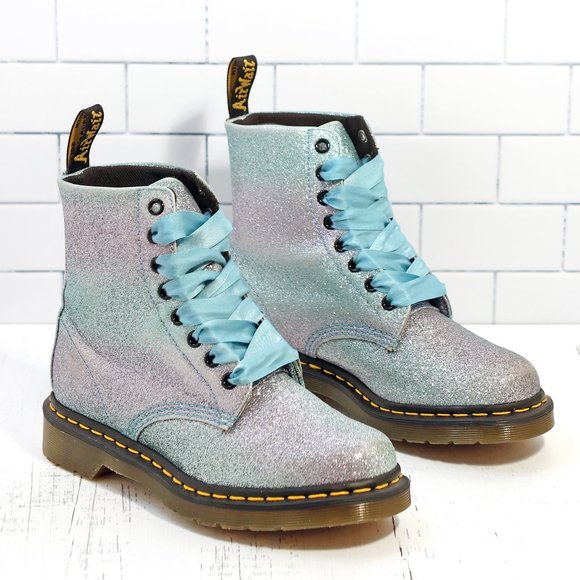 Dr. Martens Shoes - Dr. Martens 1460 Pascal Glitter Lace Up Blue Purple Combat Boots Women's Size 7